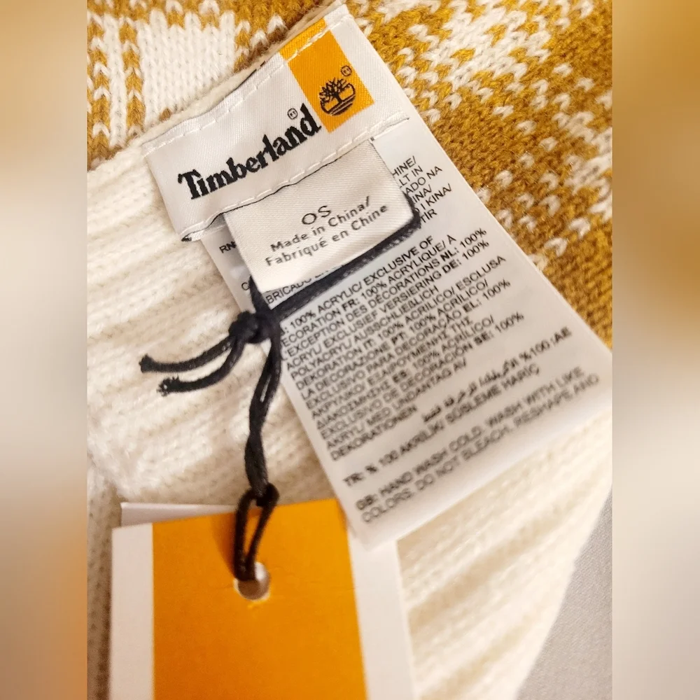 Timberland Scarf One Size Wheat Plaid NWT Tan Ivory Cream Winter Warm Soft